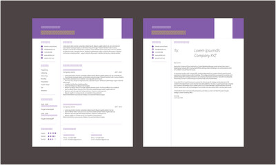 Fototapeta premium Business CV template. Minimalistic resume layout with work experience, education and skills fields vector set of minimalist elegant layout illustration