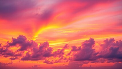 Fototapeta premium Purple pink orange sunset. Colorful sky with clouds background with space for design.