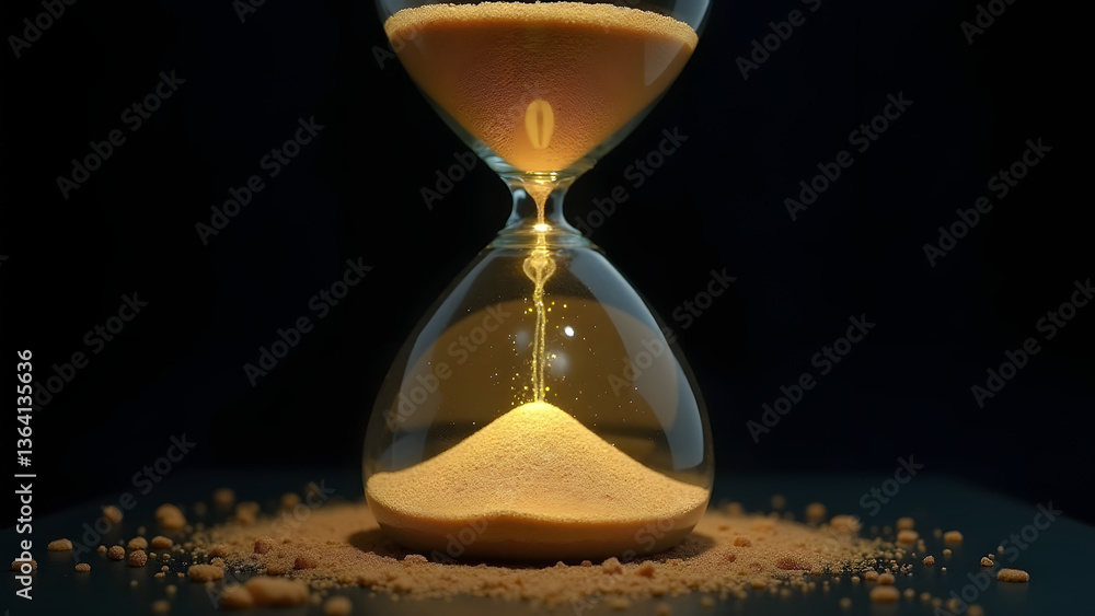Poster divination hourglass where randomly activated sand grains provide prophetic answers within a delphi 