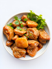 Dish made of boiled meat isolated on transparent background clipping path