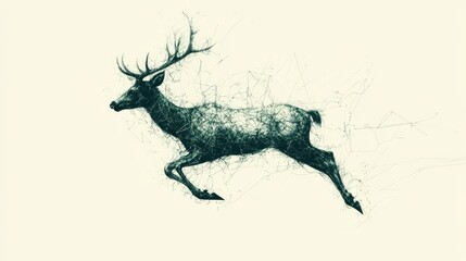 Running Deer Abstract Art with Nature Wildlife.