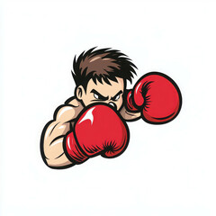 Boxer Character with Red Gloves and Determined Expression for Sports Concepts and Designs