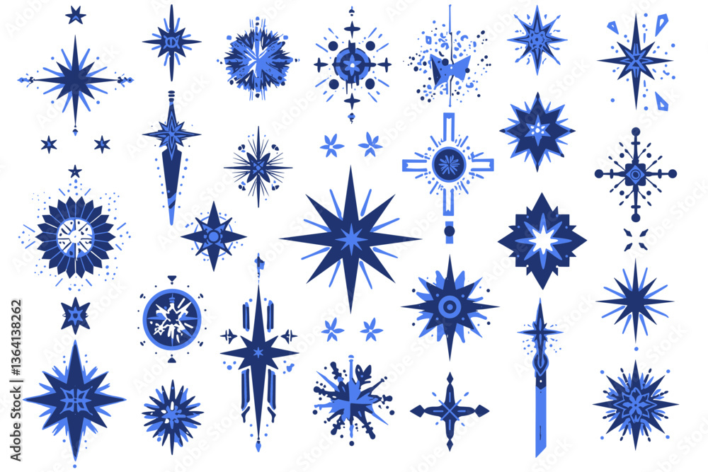 Aufkleber celestial constellation: a captivating collection of diverse star illustrations in a harmonious disp