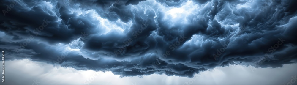Poster dark, stormy clouds swirl ominously, illuminated by flashes of lightning, creating a dramatic and in