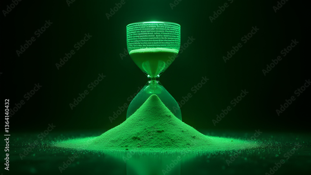 Aufkleber wisdom hourglass where sands temporarily form emerald tablet inscriptions within a hieroglyph-inscri