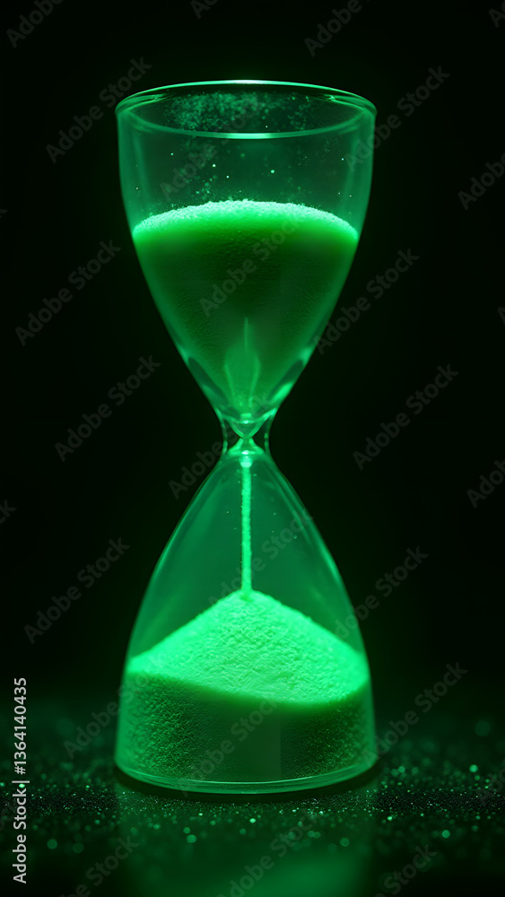 Aufkleber wisdom hourglass where sands temporarily form emerald tablet inscriptions within a hieroglyph-inscri