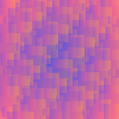 Abstract background with overlapping squares in pink, orange, and purple, modern graphic design.