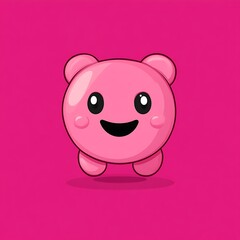Fototapeta premium Cute Pink Cartoon Character Smiling on Pink Background for Kids