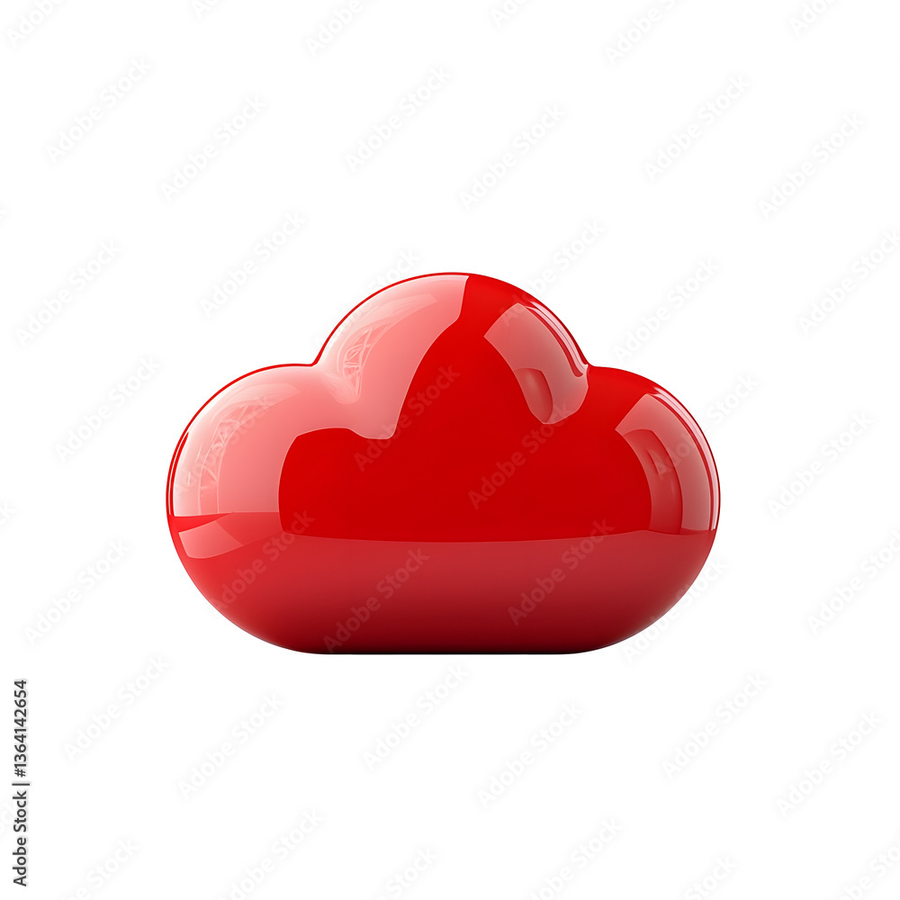 Poster a glossy silky smooth 3d rendered red cloud like shape with a velvety gradient surface and soft shad