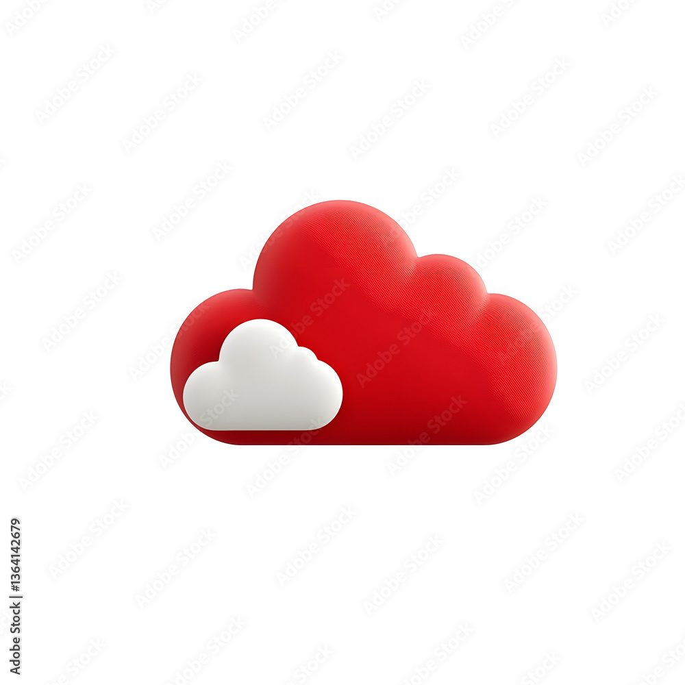 Poster A red heart shaped cloud like icon with a soft satin like texture and smooth elegant appearance designed for a modern minimalist digital user interface or technology concept