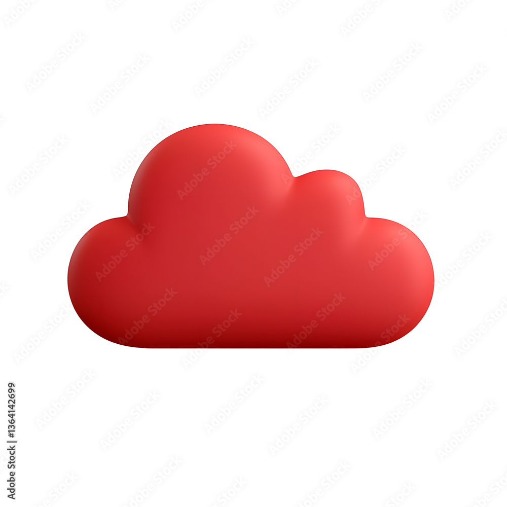 Poster futuristic red silky smooth ui icon of a cloud featuring a satin like texture vibrant gradient and s