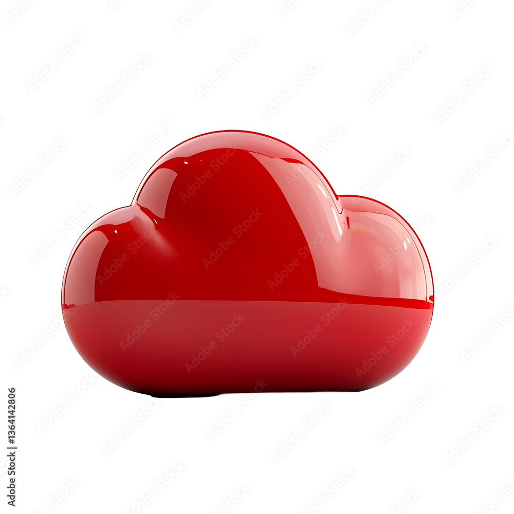 Leinwandbilder a sleek and glossy red chrome cloud shaped icon with a futuristic minimalist design and smooth curve