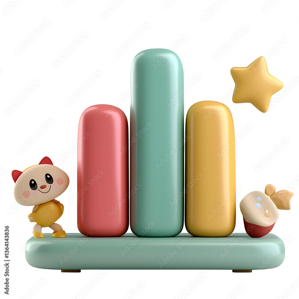 Poster vibrant geometric toy blocks and shapes stacked in a visually appealing minimalist arrangement encou