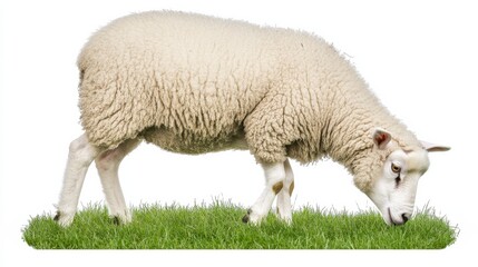 Obraz premium Sheep Grazing on Green Grass in a Natural Farm Environment
