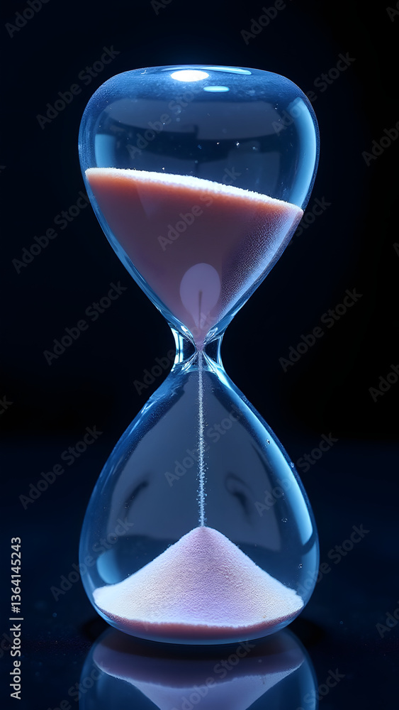 Poster quantum hourglass pair where sands move in instantaneous synchronization across any distance, connec