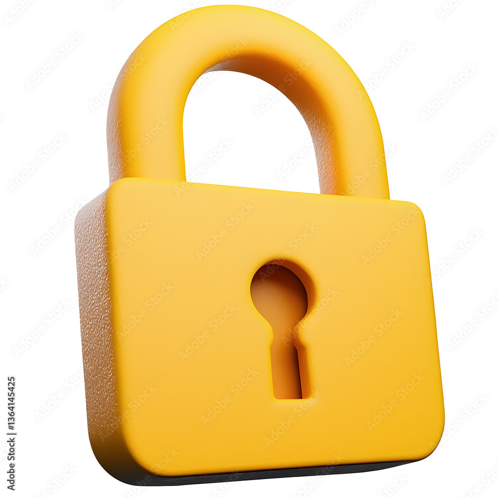 Aufkleber A modern minimalist 3D rendering of a yellow padlock icon symbolizing secure biometric authentication and the protection of confidential digital data and personal information