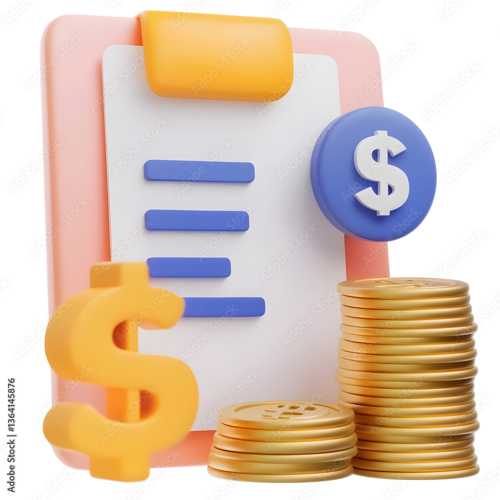 Fototapete a digital 3d rendering of a professional financial statement document design with a checklist layout