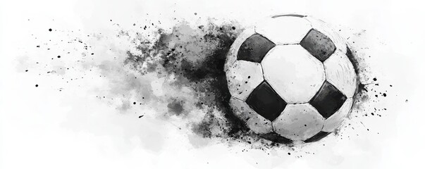 A vibrant soccer ball illustrated in watercolor, showcasing a blend of bold colors and soft brush strokes, set against a clean white background that enhances its artistic appeal.