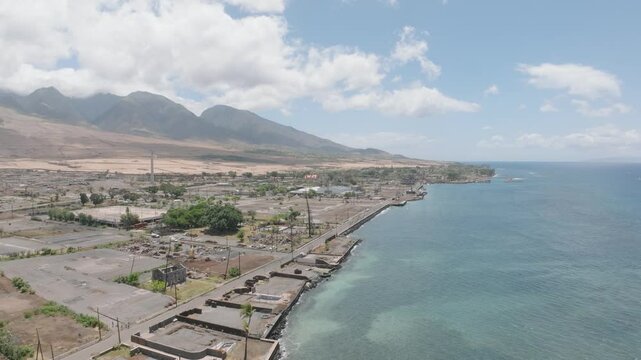 Lahaina Maui, Hawaii, Front St. Drone Shot after Lahaina Fires