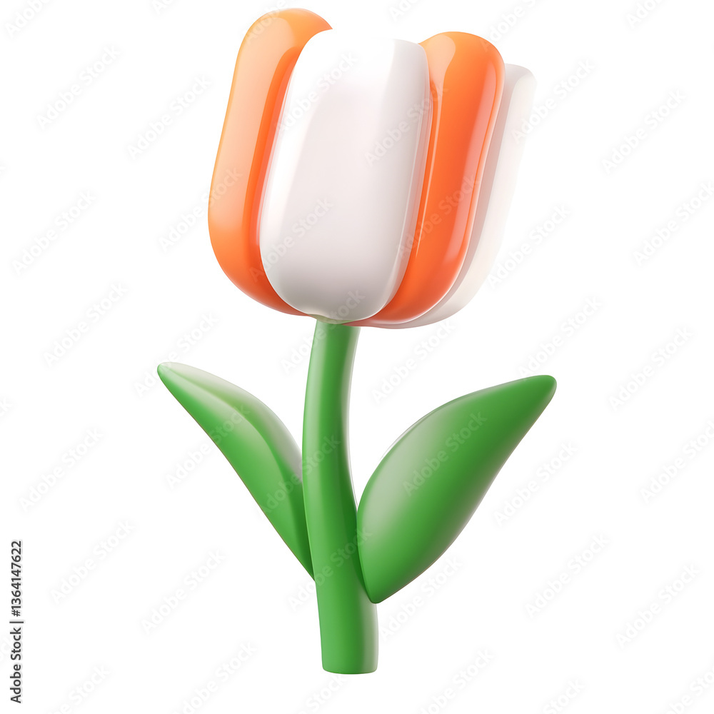 Poster Close up 3D rendered of a stylized minimalist tulip icon designed for website user interface