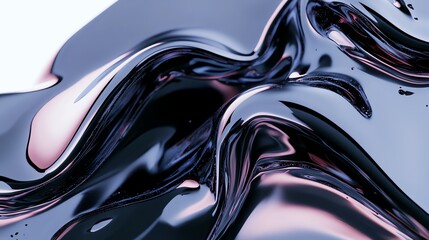 Abstract Fluid Forming Waves with Metallic Reflections and Smooth Surface