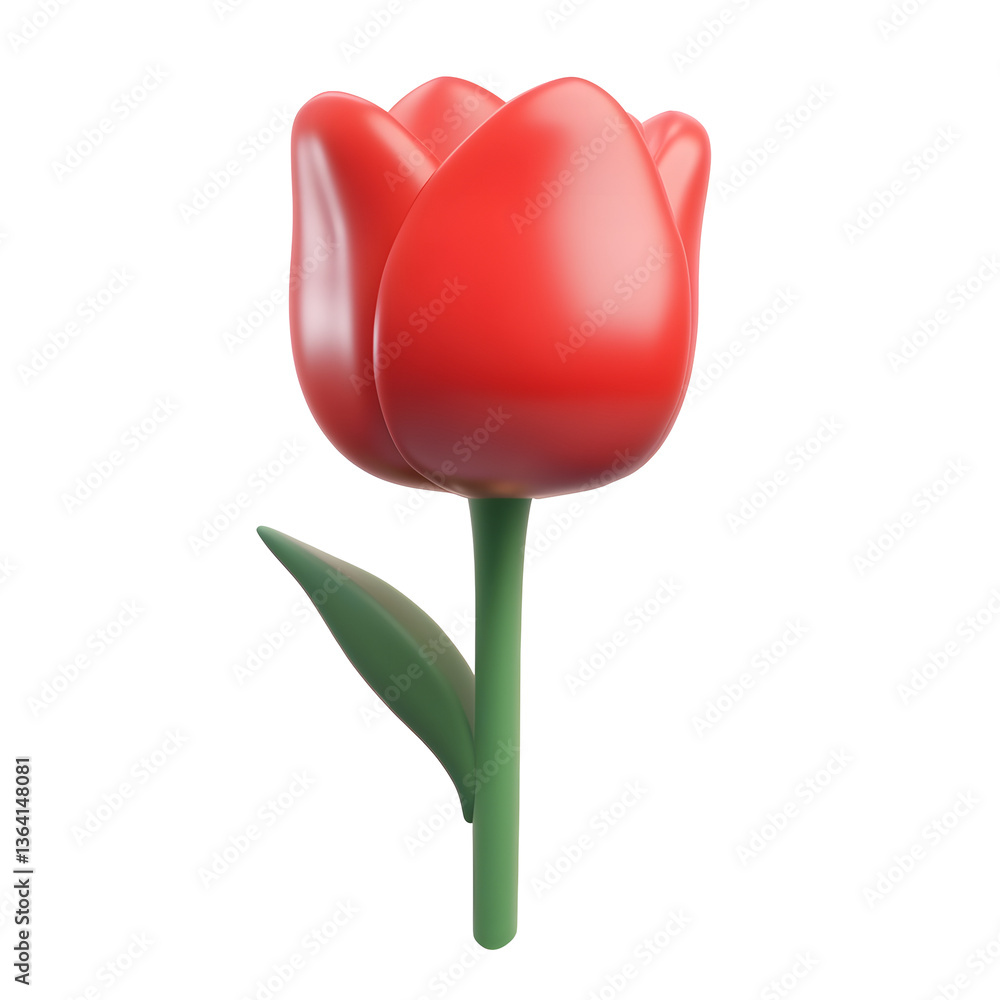 Poster Professionally rendered 3D tulip flower icon with a minimalist structured design suitable for clean and modern website user interface UI applications