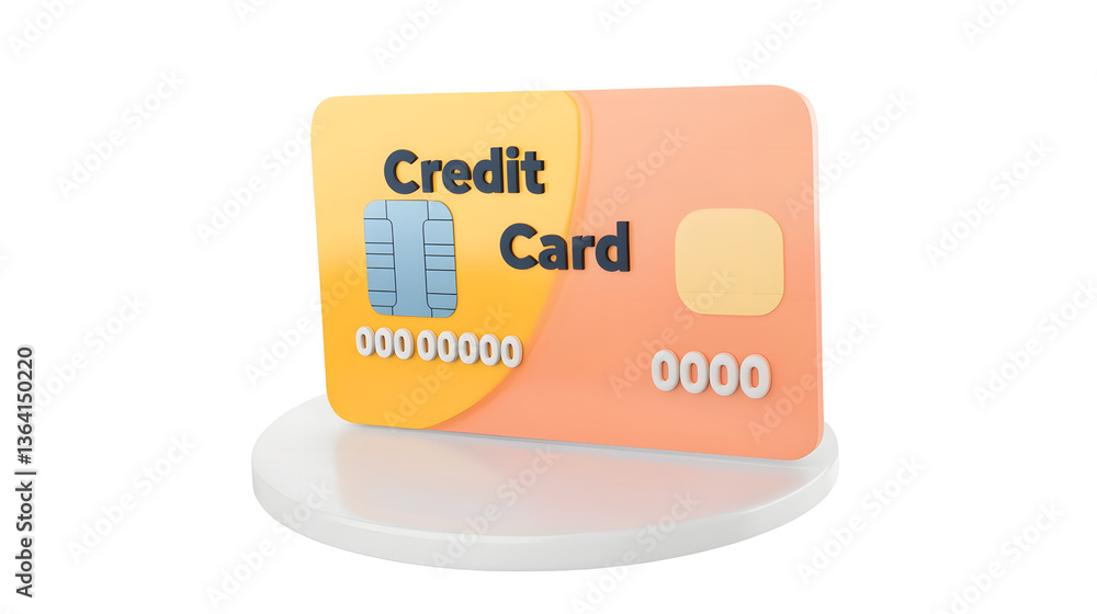 Leinwandbilder A 3D rendered icon of a modern sleek credit card with a minimalistic and structured user interface design featuring colored accents and a numeric sequence