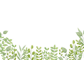 優しい水彩の葉っぱのフレーム