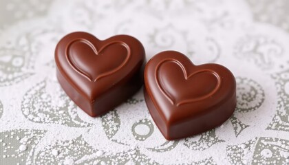 Two heart-shaped chocolates