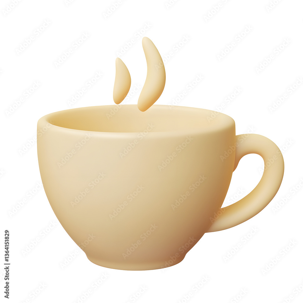 Fototapete a clean elegant 3d render of a simple minimalist coffee cup icon with smooth curves and faint steam 