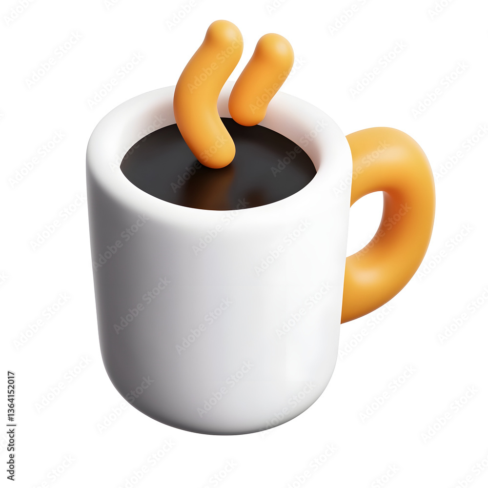Aufkleber a crisp and detailed 3d render of a modern minimalist coffee cup with curved steam lines representin