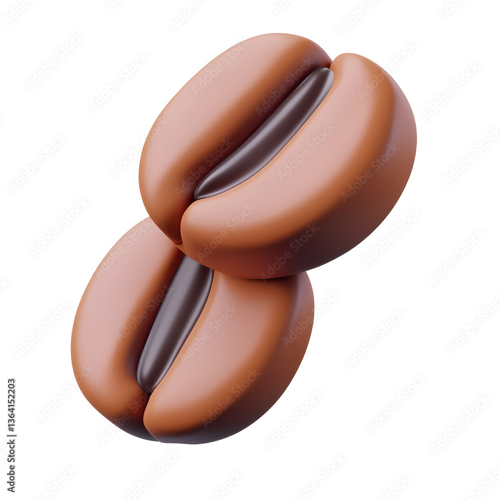 Poster close up 3d rendering of a minimalist elegant design featuring smooth structured coffee beans agains