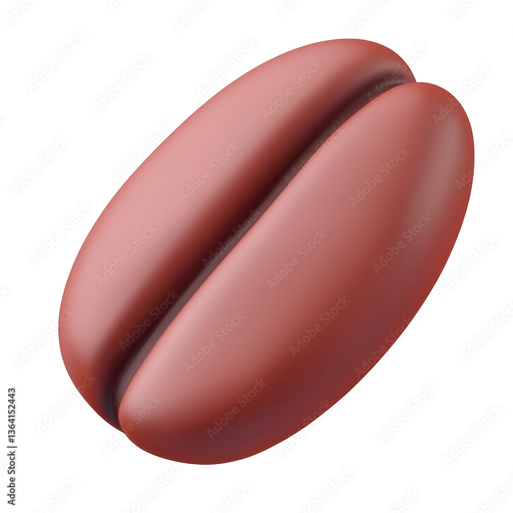 Poster detailed and 3d rendered coffee bean glyph icon with smooth curves subtle depth and a structured mod