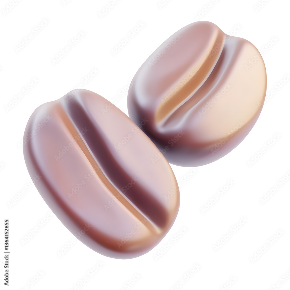 Poster 3d rendering of two coffee beans featuring a soft curved shape with a smooth earthy texture perfect 