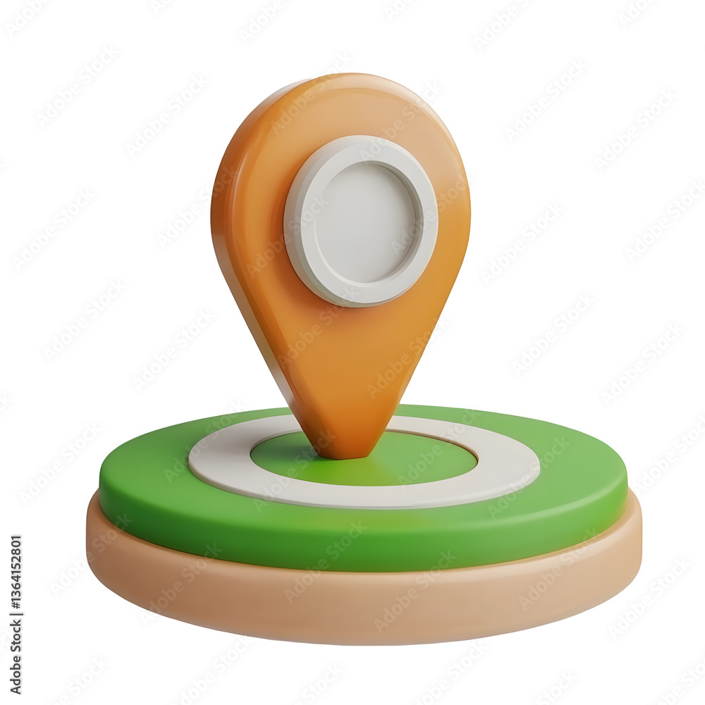Fototapete A clean and elegant 3D rendered location marker icon with a minimalistic geometric design and a simple pin symbol on a white transparent background