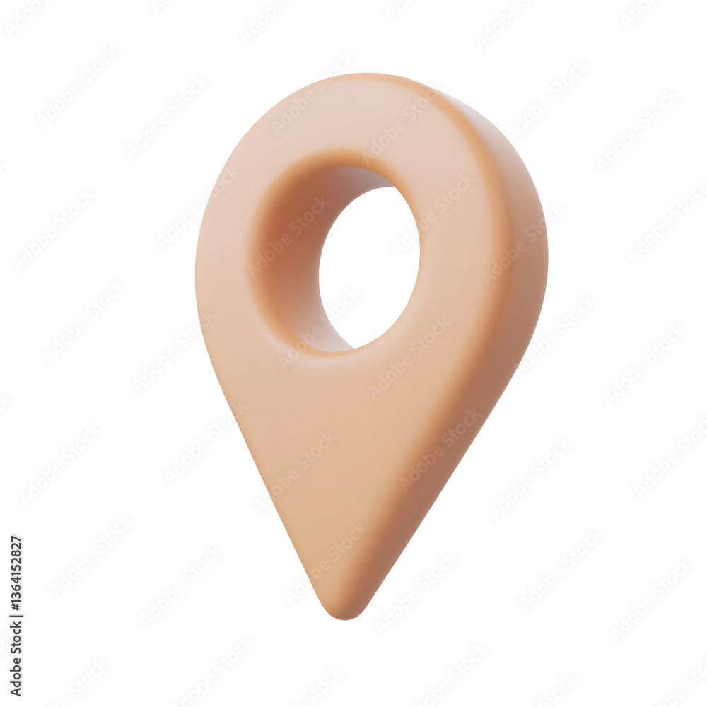 Leinwandbilder crisp and detailed 3d render of a minimalist smooth curved navigation pin icon symbol against a clea