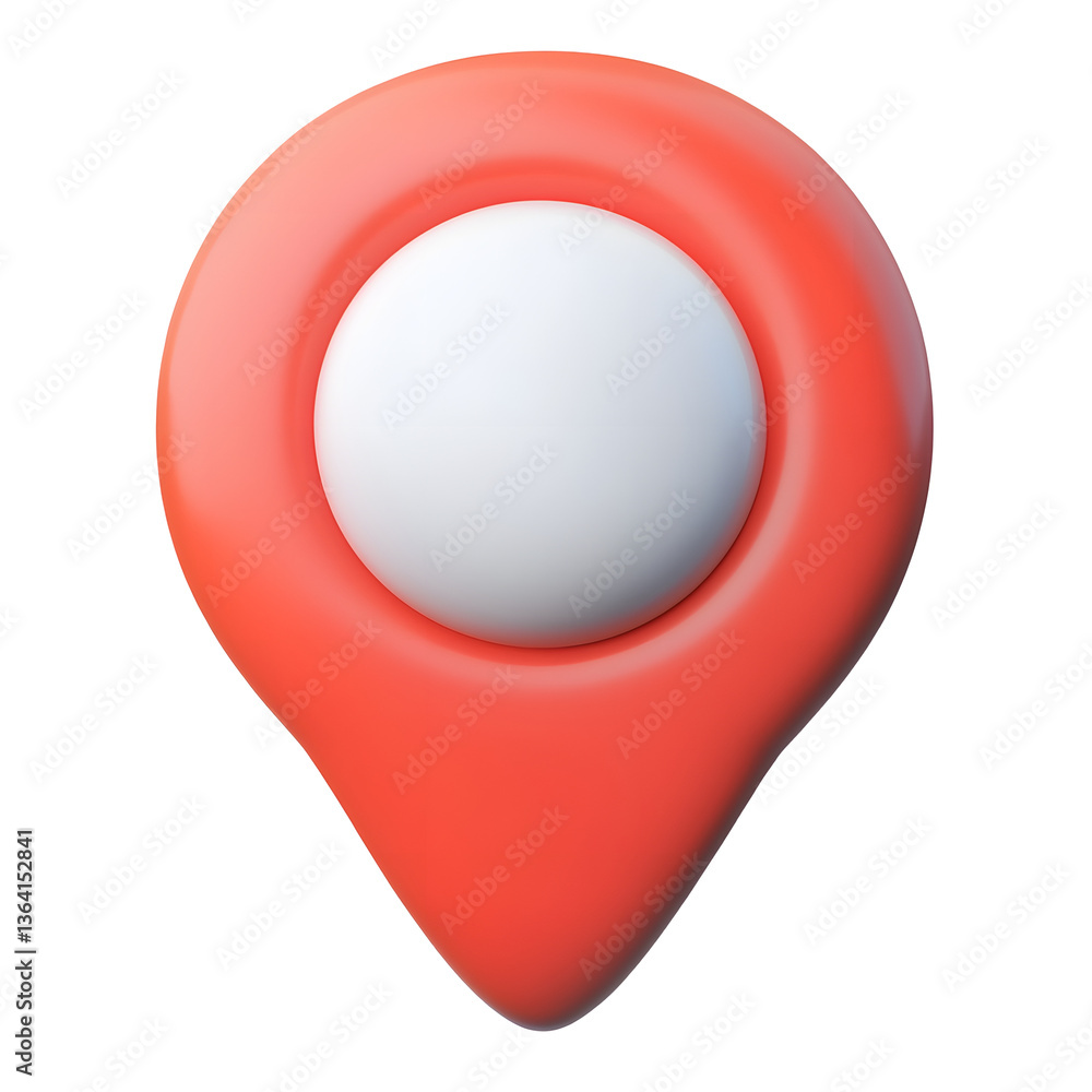 Poster crisp and detailed 3d render of a clean red navigation pin icon with a minimalistic and structured u