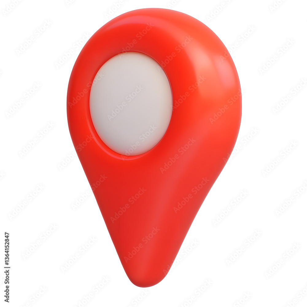 Poster 3d rendering of a polished curved location pin icon with a minimal and well balanced design perfect 