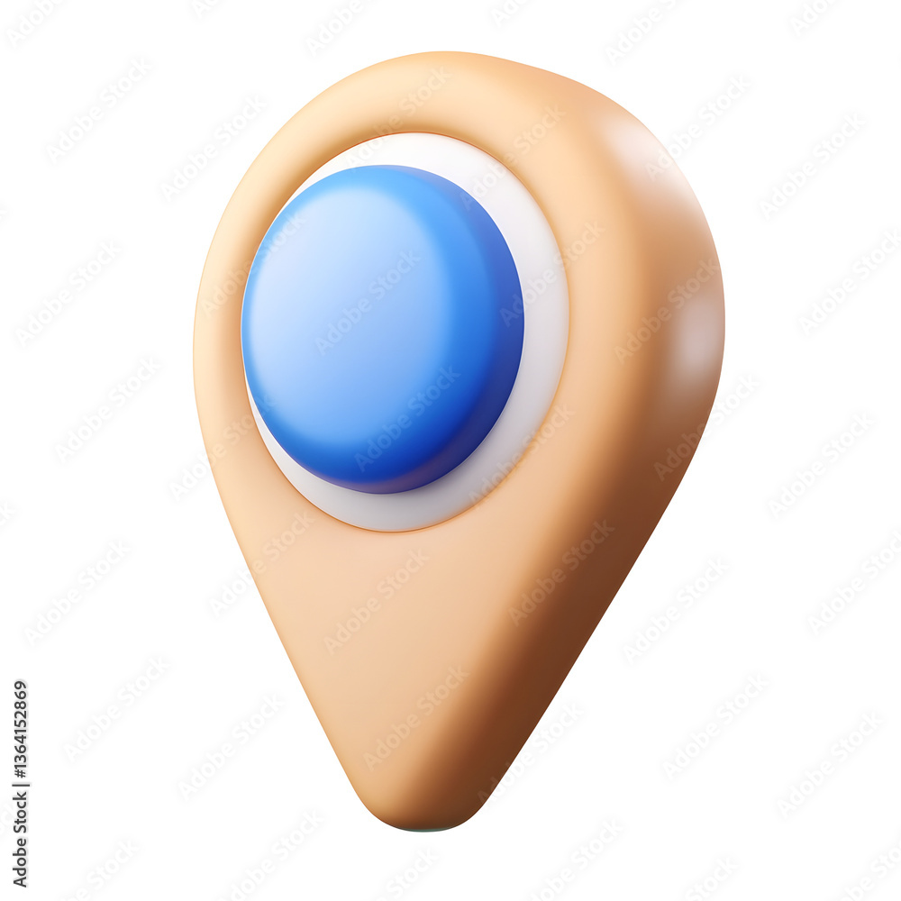 Poster 3D rendering of a soft curved location pin icon with a polished appearance designed for modern web and mobile applications with a minimal and well balanced user interface