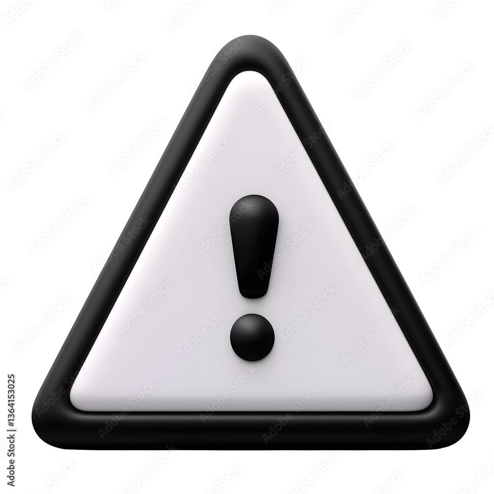 Poster A sleek 3D rendered triangular icon with smooth edges representing a modern and minimalistic alert or warning symbol