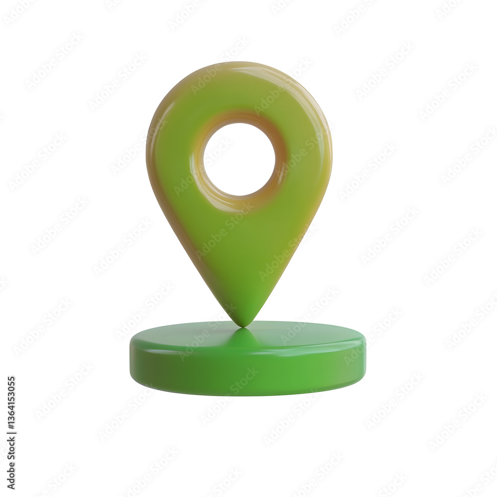 Aufkleber Minimalist 3D location icon featuring a refined and structured pin marker with a clean modern and professional user interface design isolated on a transparent white background