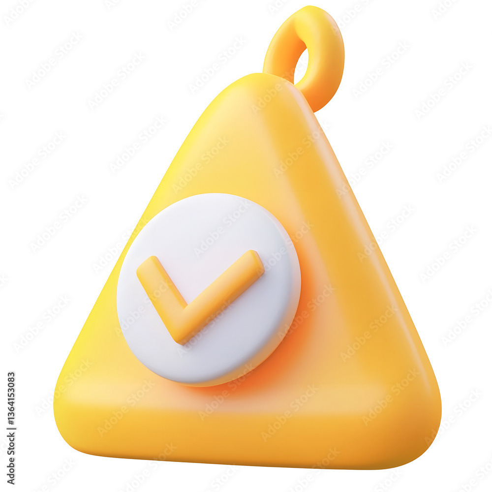 Poster 3D rendering of a smooth edged triangular caution icon featuring a clean well balanced white alert marker ideal for web and software applications