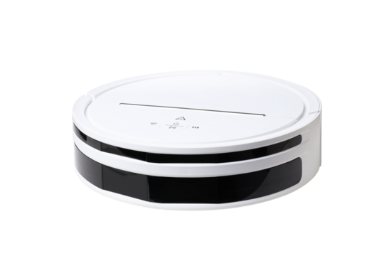 PNG, A robot vacuum cleaner, isolated on white background