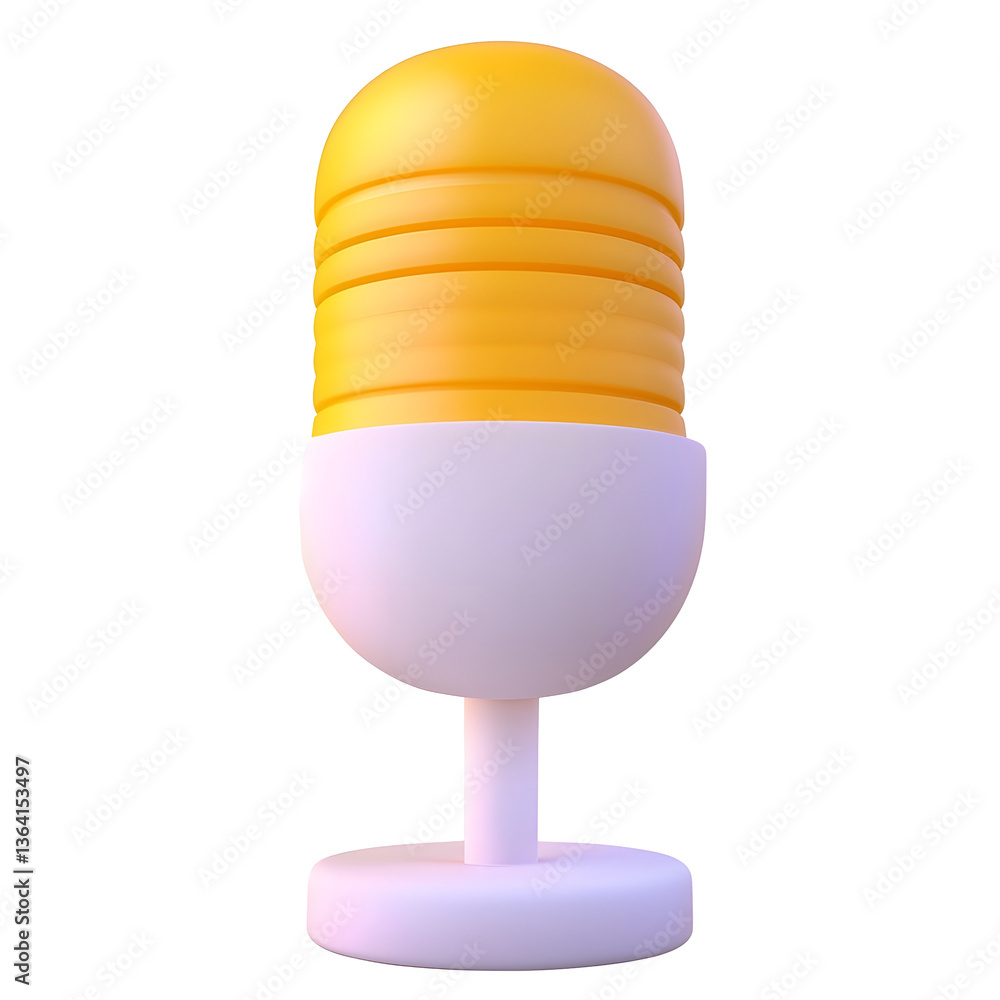 Aufkleber A modern minimalist 3D icon depicting a stylized microphone symbol with a balanced stand showcasing a professional and sleek audio recording aesthetic