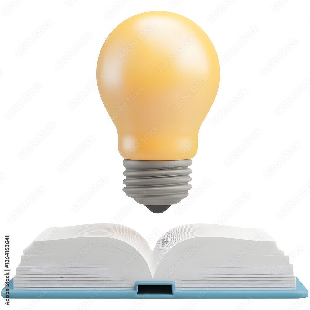Aufkleber a minimalist and elegantly designed 3d render depicting an open book with a floating illuminated lig