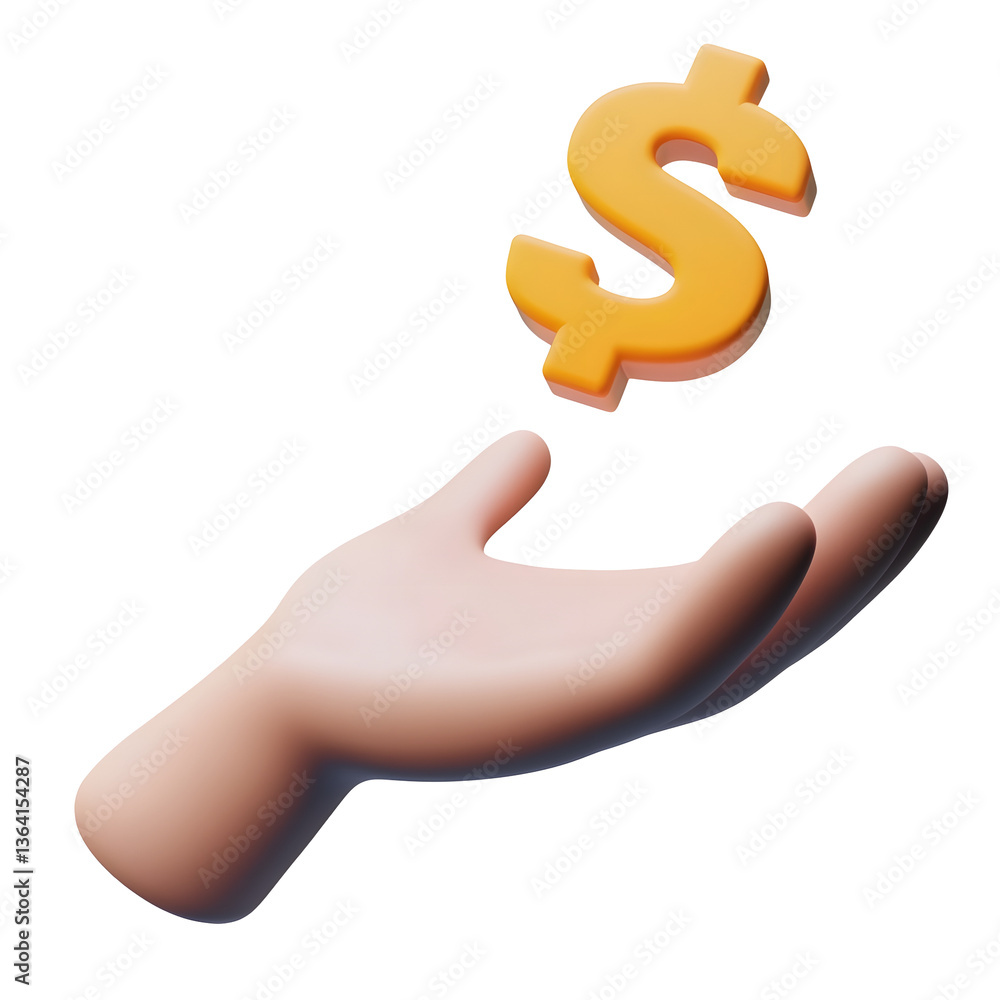 Leinwandbilder a 3d financial icon displayed in a minimalist and elegant style featuring an open palm holding a flo