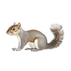 Obraz premium Squirrel with bushy tail, sitting and looking curiously