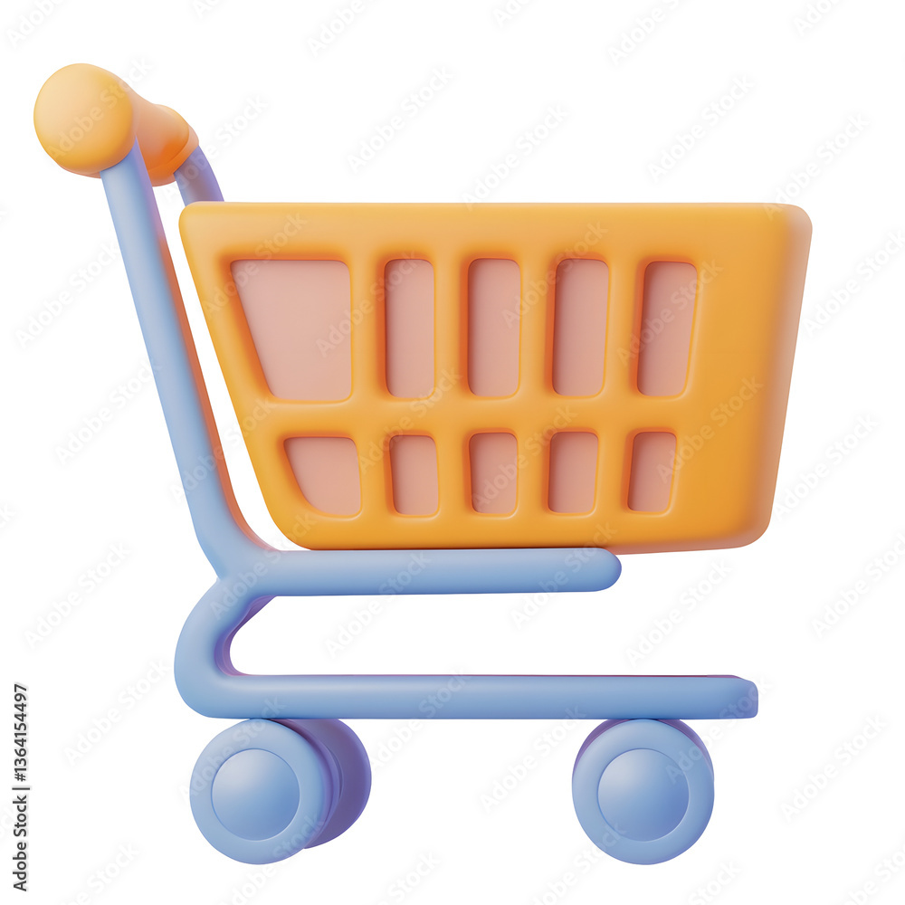 Leinwandbilder a modern polished 3d rendering of a simple and well balanced shopping cart icon featuring a geometri