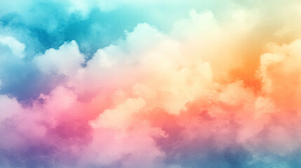 Abstract background of clouds in the sky with sun, creating a soft, pastel-colored sunset. The watercolor effect adds a peaceful, serene atmosphere, symbolizing tranquility and calmness