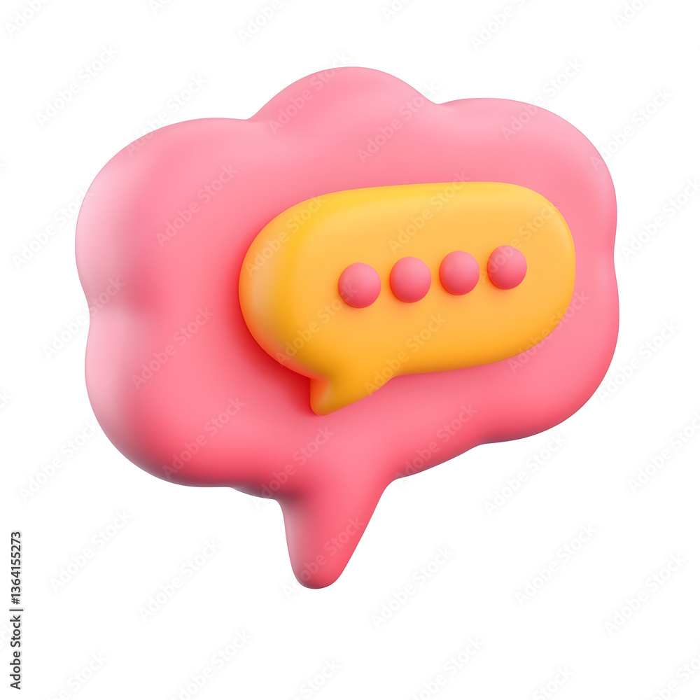 Poster A vibrant 3D rendered speech bubble icon with a minimalist information symbol showcasing a modern and polished digital design concept on a transparent background
